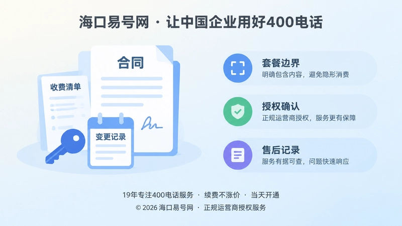 左图右文式展示400电话办理中的资费边界与权限记录